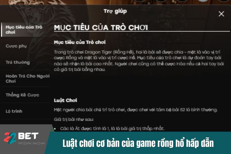 Luật chơi cơ bản của game rồng hổ hấp dẫn